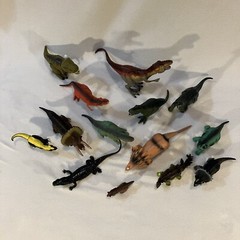 Lot of 14 Mixed Toy Plastic Rubber Dinosaurs Brachiosaur, T-Rex, Stegosaurus …