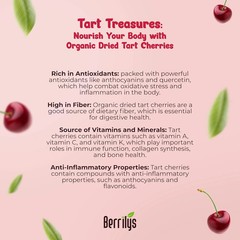 Organic Unsweetened Dried Tart Cherries 1 lb, (16 oz) – No Sugar Added, Perfect