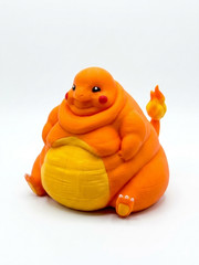 Chonky Charmander Figure – Matte Orange Fat Pokémon Statue Decor 4″