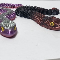 Set of 2 Articulated 3D Printed Bush Viper Snake Fidget Toy Purple Copper 14.5″