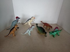 35 Toy Dinosaurs Trees Rocks Monsters Roaring Triceratops Apatosaurus T-Rex Used