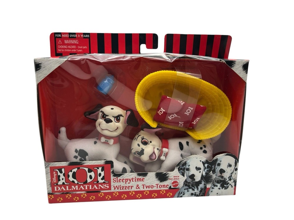 Vintage 101 Dalmatians Sleepytime Wizzer & Two-Tone Mattel Disney NIB