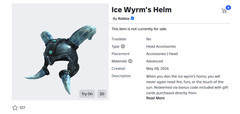 Roblox: Ice Wyrm’s Helm ❄️ Exclusive Accessory