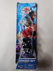 Rare Spinmaster Bakugan Eraser Set 3 Pieces Look! Damage Packaging