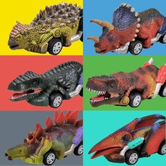 Dinosaur Toy Pull Back Cars, 6 Pack Dino Toys for Kids Ages 3 and Up