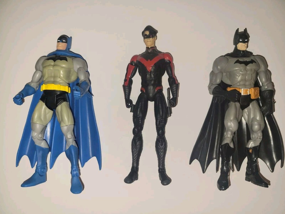 DC Comics Figure Lot: Modern Age Batman, Golden Age Batman, Nightwing