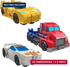 Transformers 1-Step Flip Heroes 3-Pack, 4-Inch Wheeljack, Bumblebee, and Optimus