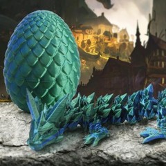 3D Printed Dragon in Egg Full Articulated Dragon Home Office Decor Fidget Toys
