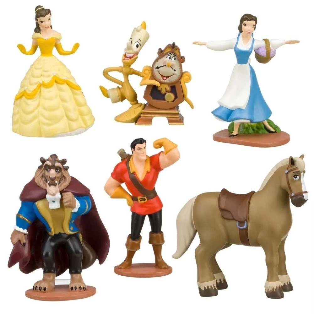 6pc Set Beauty & The Beast Playset Six PVC Cake Toppers Mini Figures