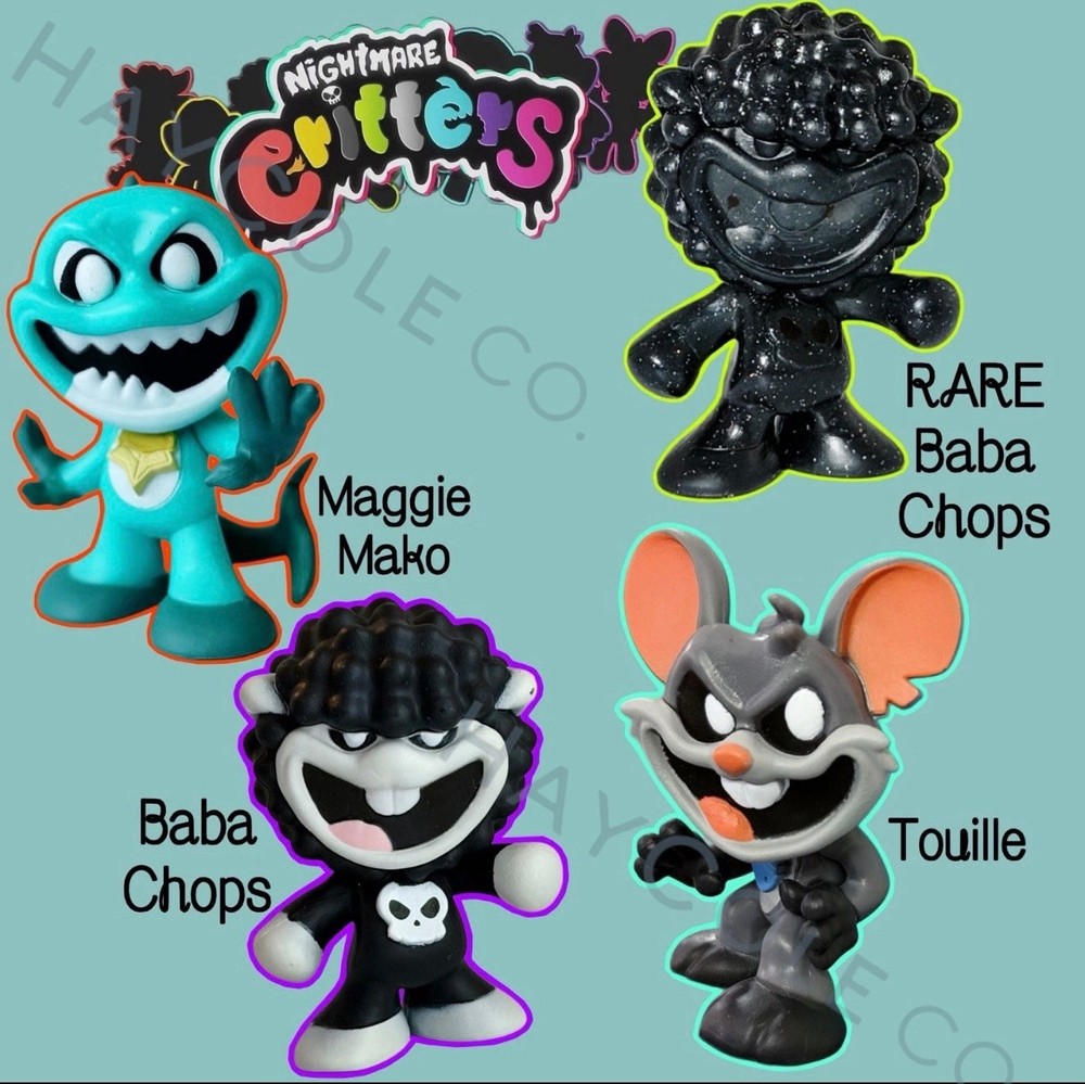 Poppy Playtime Official Nightmare Critters ~4 Figs Sparkle Black RARE Baba Chops
