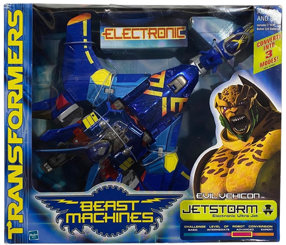 Transformers Beast Machines Jetstorm Evil Vehicon Electronic Ultra Class Jet NEW