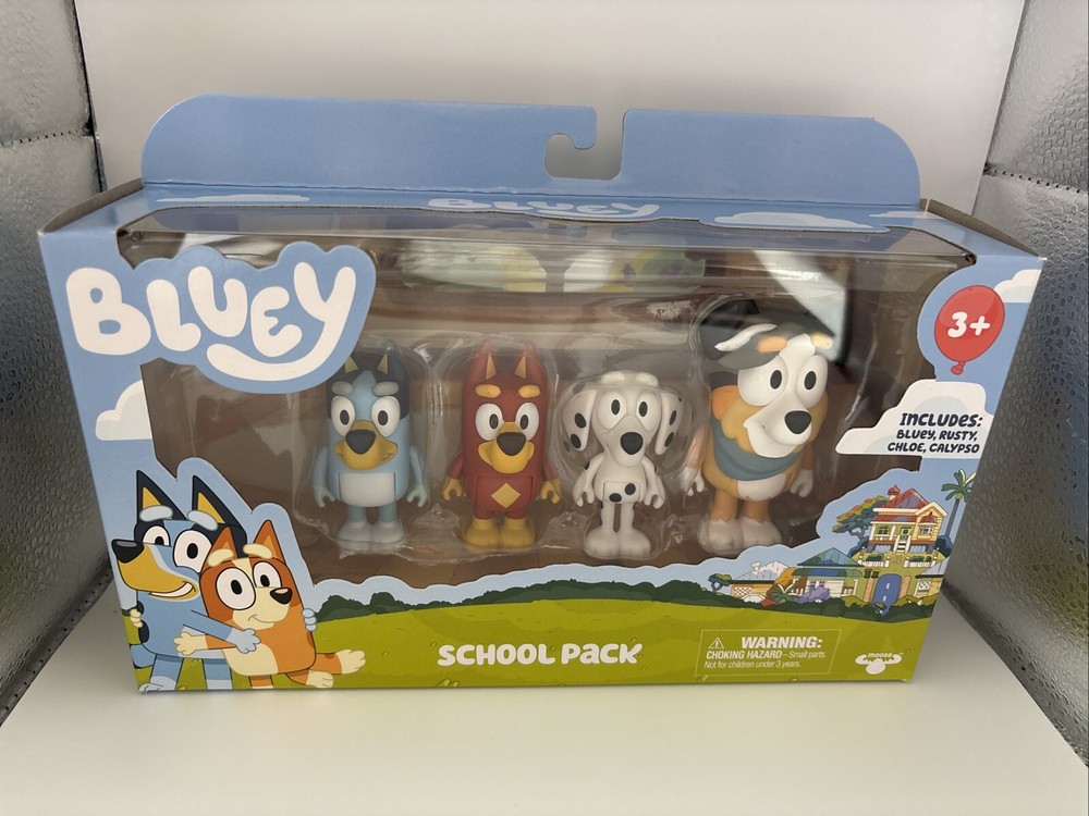 Bluey School Pack 4-pack Bluey Rusty Chloe Calypso ~ New