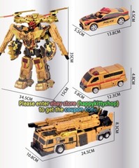Tobot V Galaxy Detectives 14″ Golden Justice Giant V Figure 4IN1 Combiner Robot