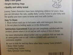 2 GERBER Looney Tunes Lovables Hard And Soft Teething Ring Bugs Bunny Taz New