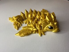 Articulated Baby Crystal Dragon Wyvern 5.5 inch Gold