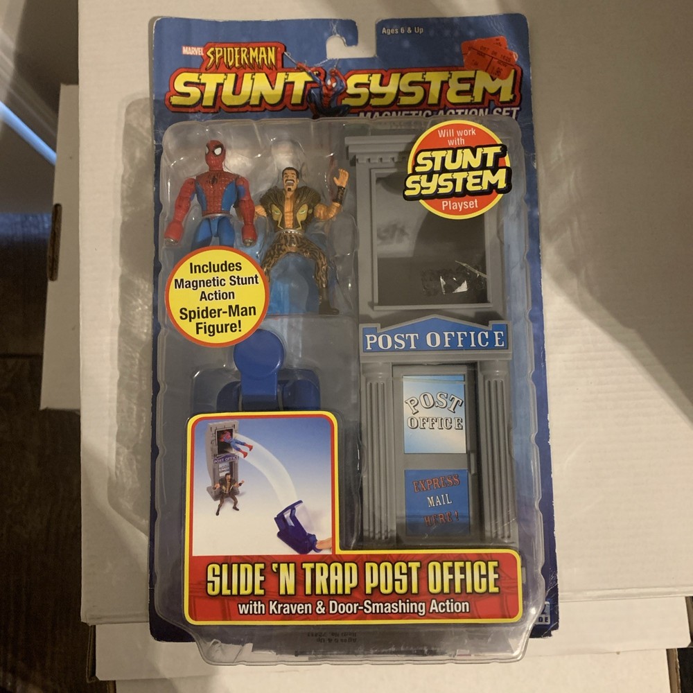 Spider-Man Stunt System Slide N Trap Post Office w/Kraven & Door-Smashing Action