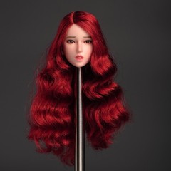 USA 1:6 Red Hair Girl Head Sculpture Carved Fit Woman Silicone Body Toy SDH027A