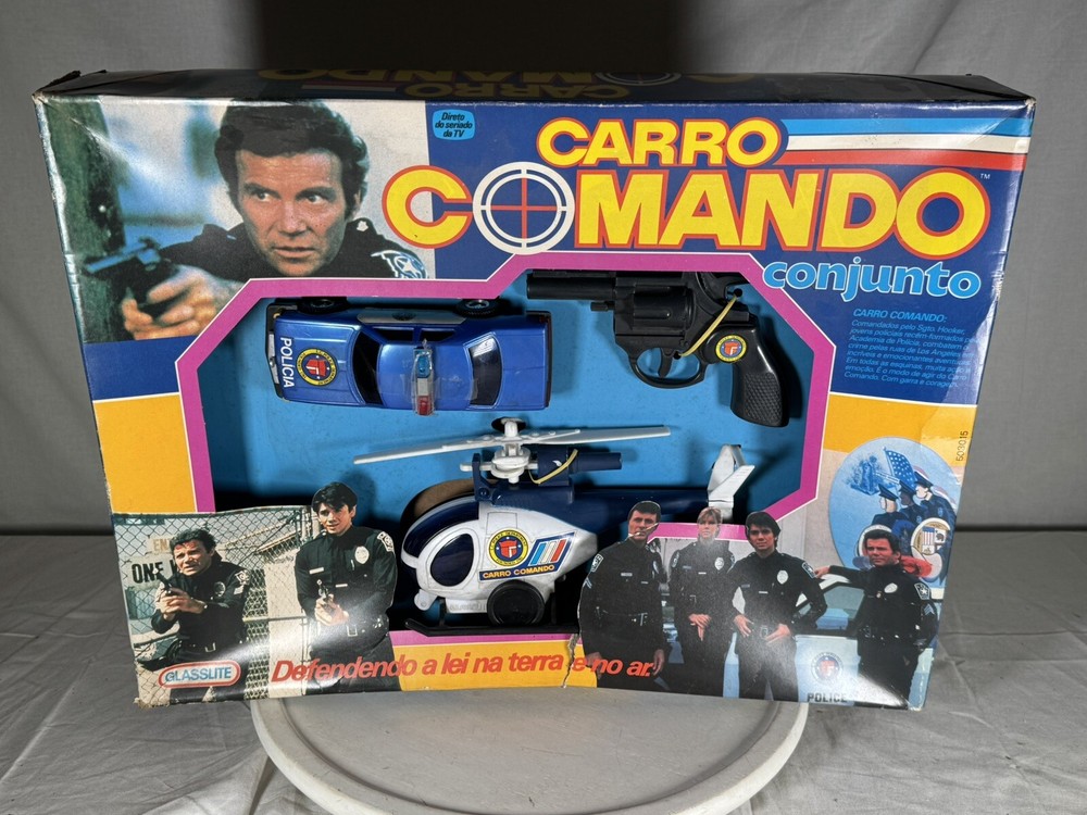 Rare Vintage 80’s Brazil Glasslite TJ Hooker william shatner toy set US Seller