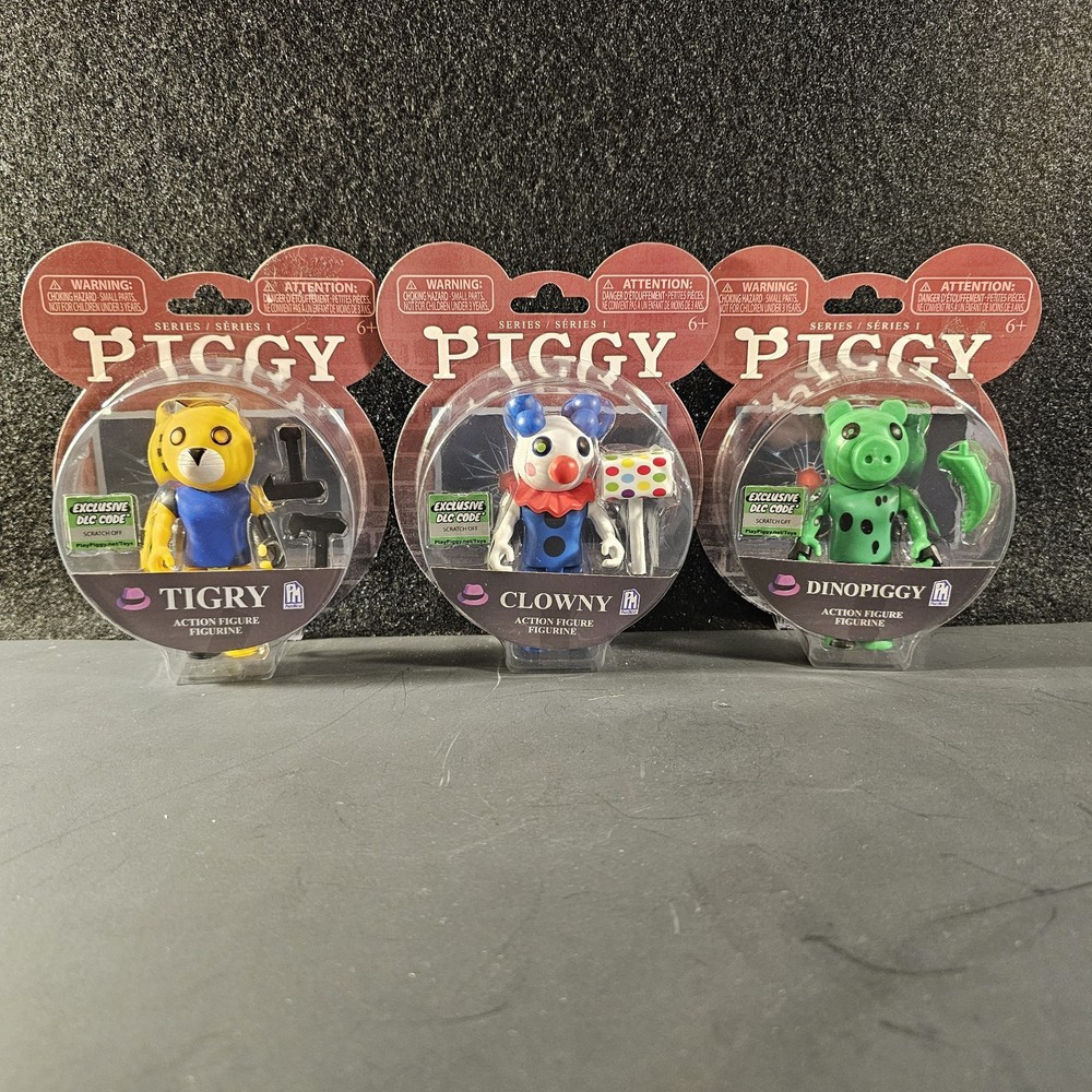 Roblox DINOPIGGY, CLOWNY & TIGRY Series 1 – 3 Figure Set – 3.5” Unused DLC Code