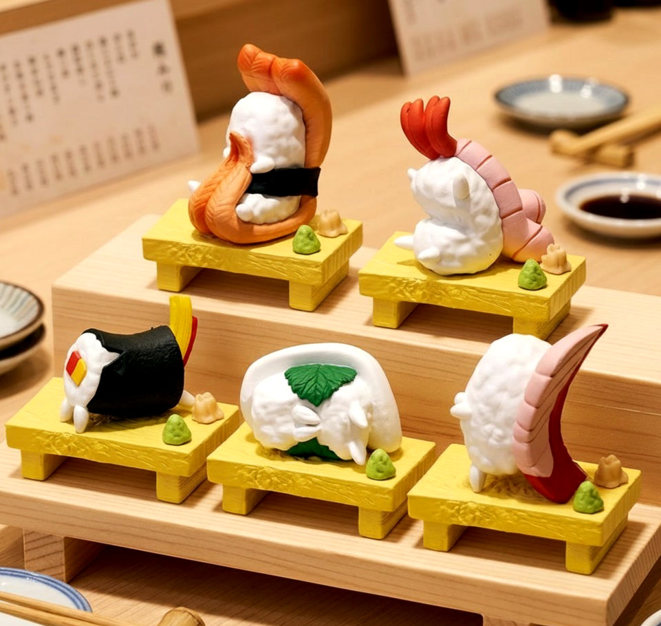 Lazy Sushi Blind Box Gacha Mini Food Japan Capsule Funny Toy 1 Random Figure
