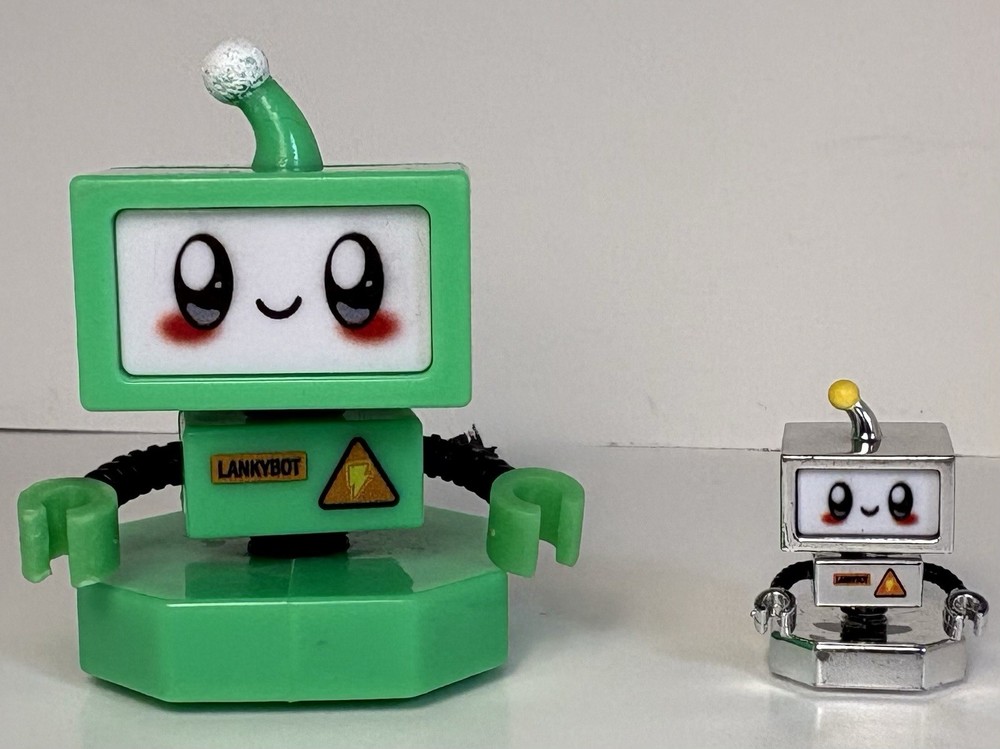 Lankybot Lankybox Mystery Figure Green & Silver Robots GLOW Lot of 2