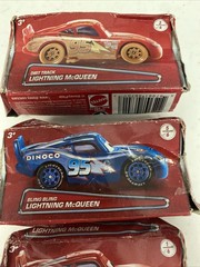 Lot Of 3 Disney Cars Bling Bling Dinoco Lightning McQueen Diecast 2/6 Box 1:55