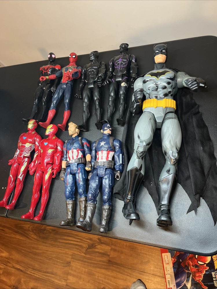 Marvel And Batman Figurines. 12” And 19” Batman All Good Condition Whole Lot