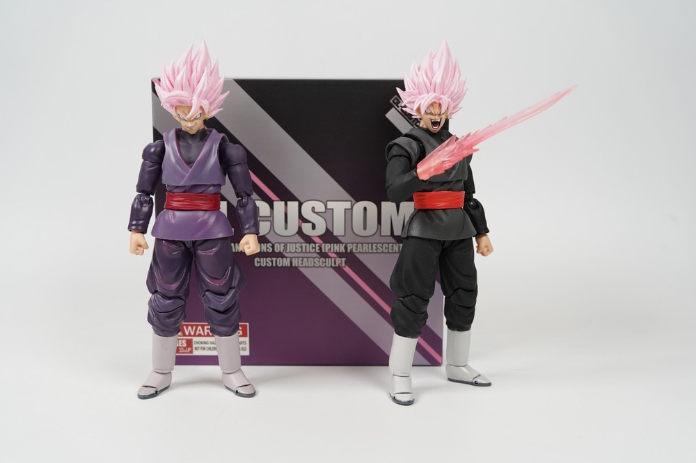 DL Custom SH Figuarts Goku Black 1/12 Matte Pink 2 Bodies Custom Figure