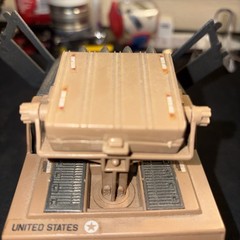 1984 Hasbro Jeep Mark II has steering wheel/ gas cans, no driver
