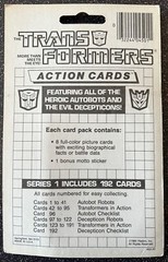 Transformers Action Cards Series 1 G1 (1985, Milton Bradley) MOC Shockwave
