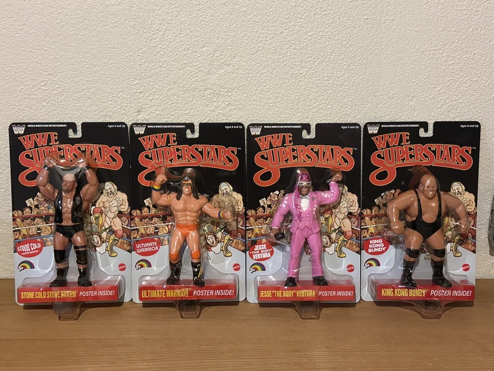 SET of LJN WWE Superstars Series Wave 2 Black Card Warrior Ventura Bundy Austin