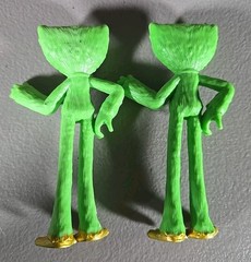 (x2) Poppy Playtime Green Scary Huggy Wuggy Bendy Action Figures ~ Cake Toppers~