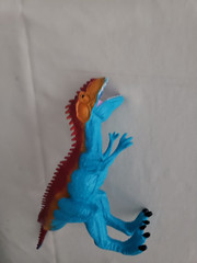 PLASTIC MULTICOLORED DINOSAUR Sounds 11″ LONG TESTED VIDEO