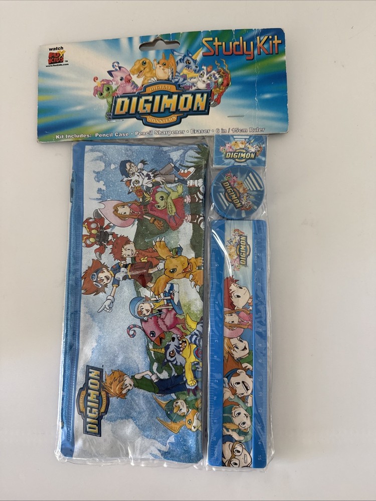 NEW IN PACKAGE DIGIMON 4 PIECE STATIONARY STUDY KIT, PENCILS, BAG, ERASER – NEW