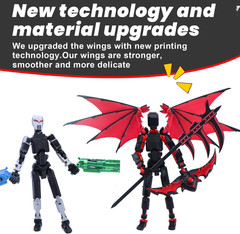 Titan 13 Robot Action Figure,Dummy 13,Articulated Robot with Demon Wings, 3D Pri