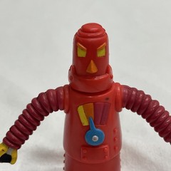 Vintage Unknown Red Hard PVC (Vinyl?) Robot Action Figure Posable Arms Retro