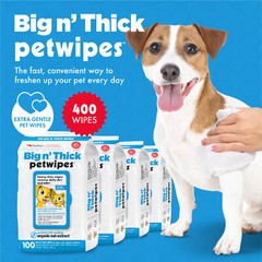 Petkin Petwipes Big ‘n Thick Wipes for Dogs/Cats Cleans Face, Ears, Body & Eyes