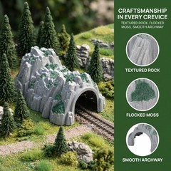 Realistic Mountain Train Tunnel Model 25.5×19.5×11.5cm HO Scale Scenery