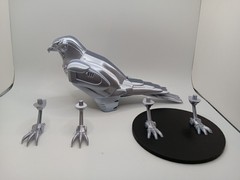 Retro Silverhawks Tally Hawk statue figure 7″ 3D printed metallic silver plastic