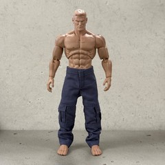 SU-CG-BLU: 1/12 Fabric Blue Cargo Pants for 6″ Muscular Body