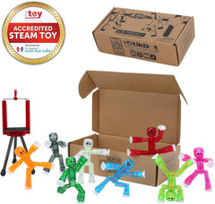 , Set of 8 Clear Collectable Action Figures and Mobile Phone Tripod, Create Stop