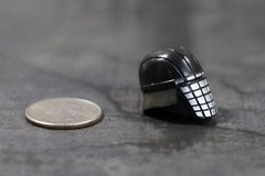 Action Figure Full Face Helmet Head Silver Black Custom Fodder 1:12 Scale
