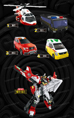 Hello Carbot The Braves MIGHTYCOPS 4-Step Transformer Robot Set Mighty Cops