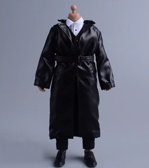 1/12 Scale Male Soldiers Clothes British Style Shiny Fabric Trench Coat Overcoat