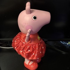 Hasbro Peppa Pig Action Figure Pink Pig in Red Star Dress, Plastic/Fabric 2016