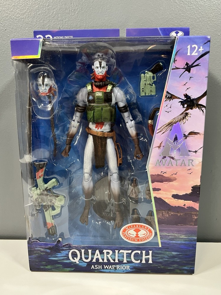 McFarlane Toys Avatar Fire and Ash Quaritch Ash Warrior Platinum Edition New