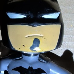 Batman Plastic/Rubber Action Figure Gray Black Suit Yellow Belt with Cape Flex.