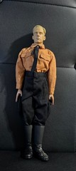 Military Action Figure Beige Black with Clothes Belt Boots Plastic Fabric