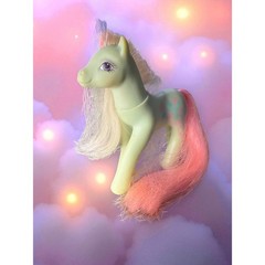 1988 My Little Pony G1 Sweetheart Sisters Fancy Flower Yellow Green Pink Hair