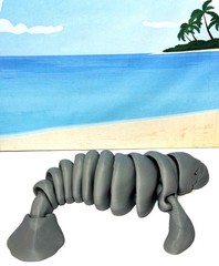 3D Printed Manatee, 9″ Full Articulated Manatee with Stand, Stress Relief Toy